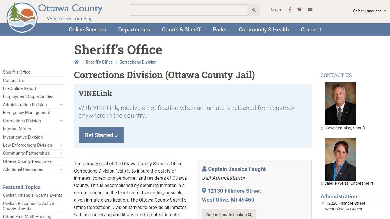 Corrections Division - Ottawa County, Michigan
