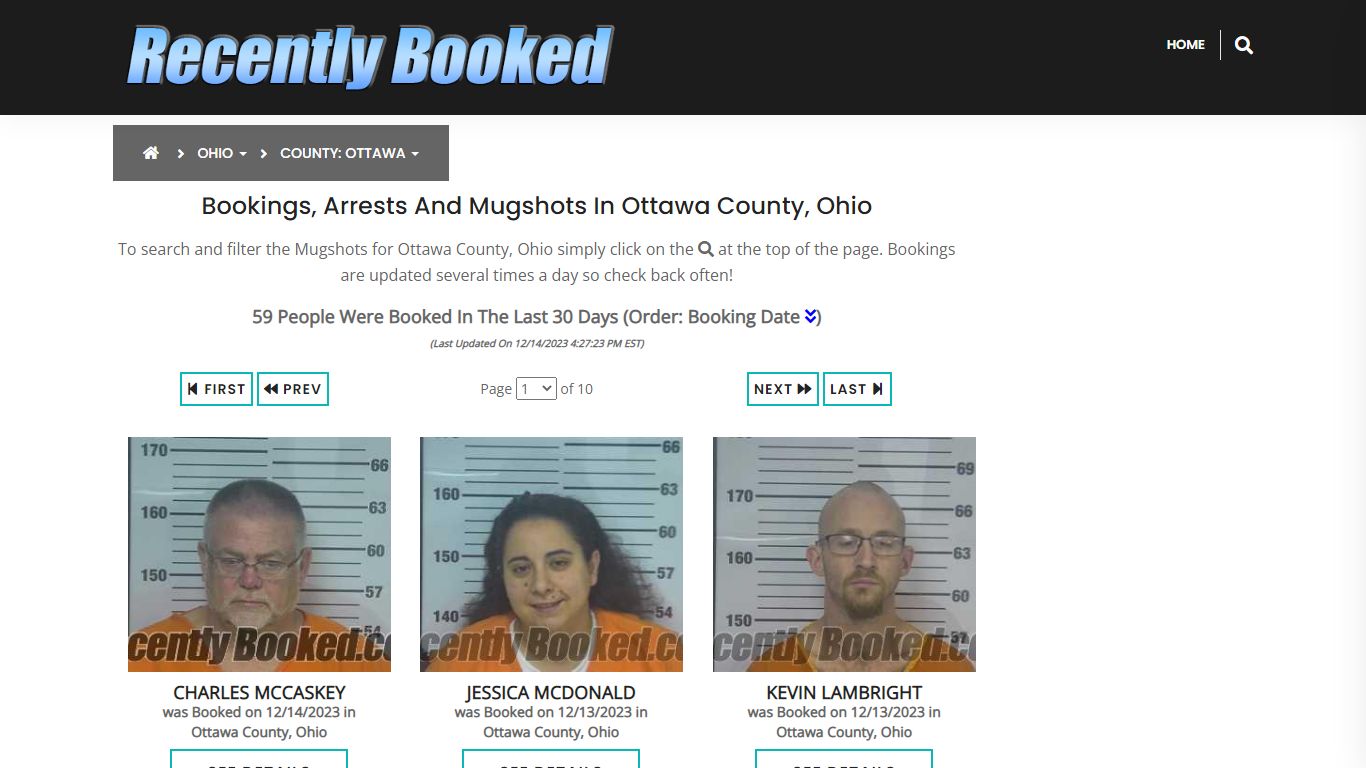 Recent bookings, Arrests, Mugshots in Ottawa County, Ohio - Recently Booked